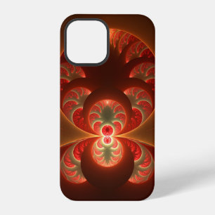 Funda Para iPhone 12 Pro Fractal abstracto moderno naranja rojo luminoso