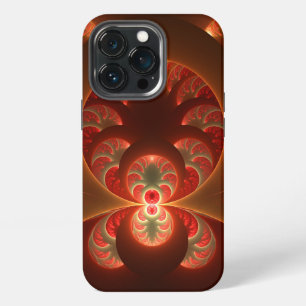 Funda Para iPhone 13 Pro Fractal abstracto moderno naranja rojo luminoso