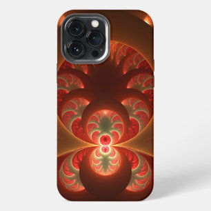 Funda Para iPhone 13 Pro Max Fractal abstracto moderno naranja rojo luminoso