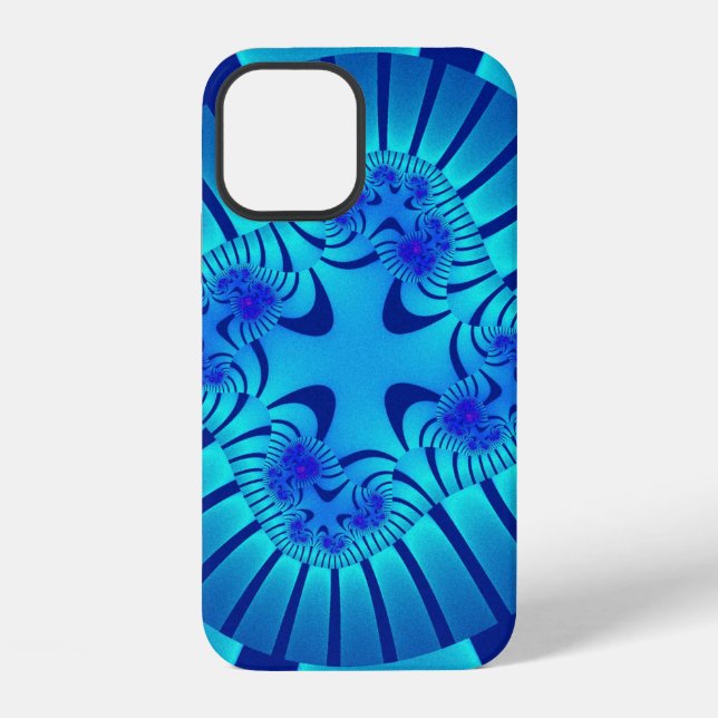 Funda Para iPhone Fractal azul claro de estilo (Reverso )