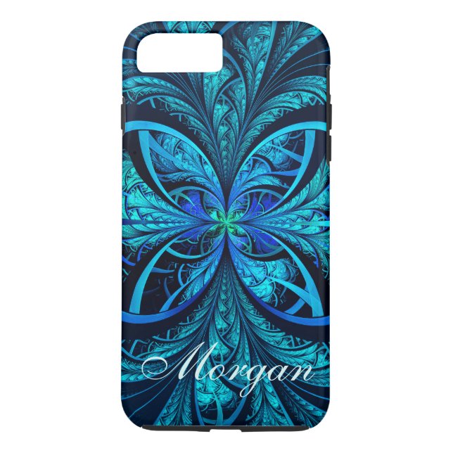 Funda para iPhone Fractal Blue Green 8/7 con resum (Reverso)