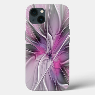 Fractal floral moderno abstracto flor rosa gris