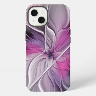 Fractal floral moderno abstracto flor rosa gris