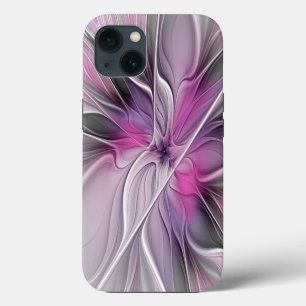 Fractal Floral Moderno Abstracto Flor Rosa Gris