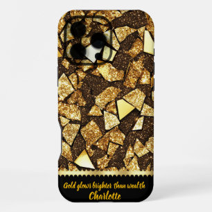 Funda Para iPhone 16 Pro Max Fragmentos de oro en una superficie oscura