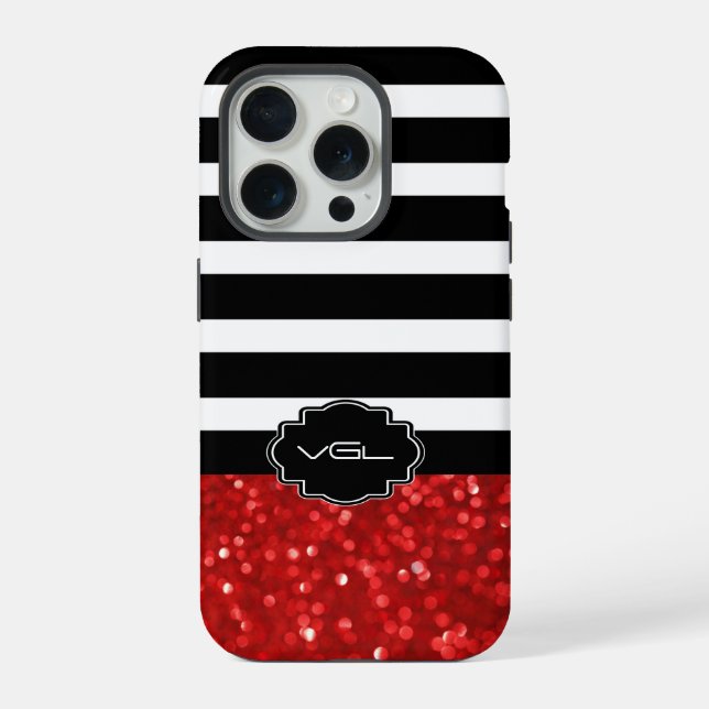 Funda Para iPhone Frania Negra y Brillo Rojo (Reverso )