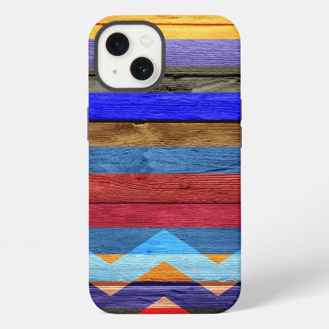 Funda Para iPhone Franja de Chevron de Madera Moderna #2 (Reverso )