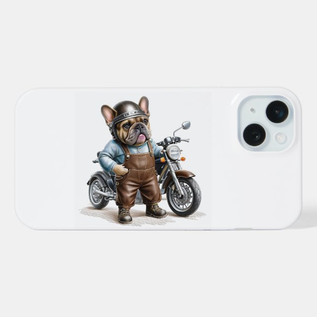 Funda Para iPhone französische Bulldogge mit Motorrad  (Reverso Horizontal)