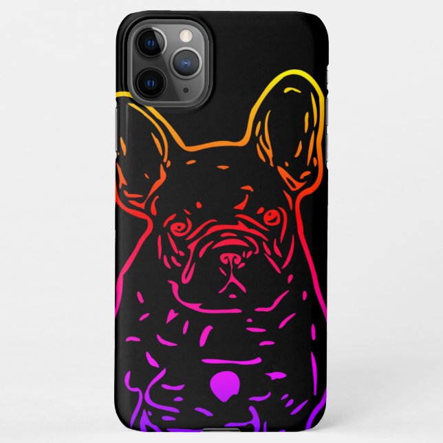 Funda Para iPhone Französische Bulldogge Neon Herz French Bulldog (Reverso)