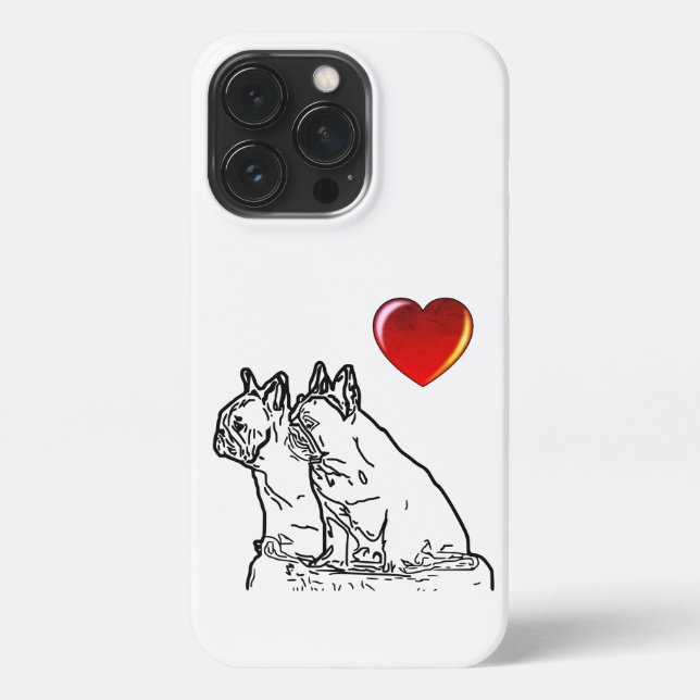 Funda Para iPhone Französische Bulldoggen mit Herz French Bulldog (Reverso)