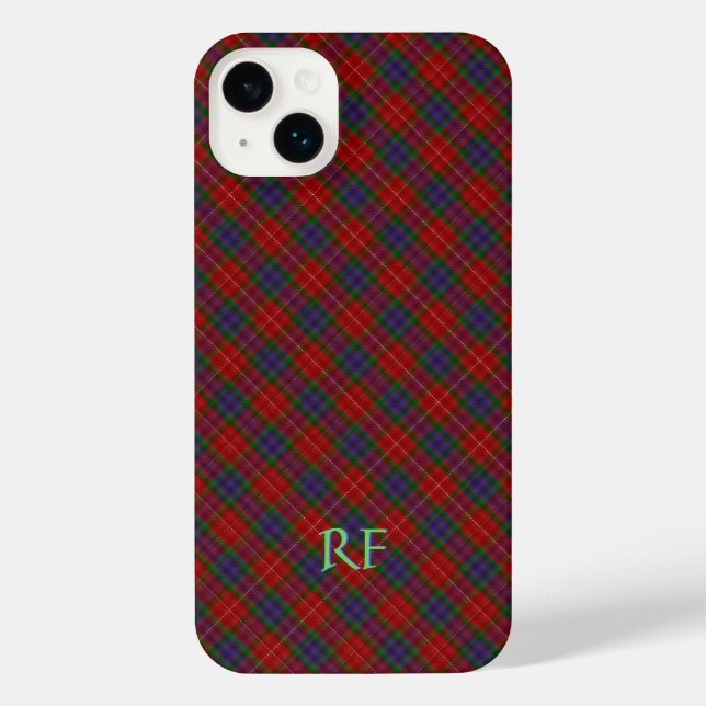 Funda Para iPhone Fraser Tartán Oficial con monograma/ nombre (Reverso )