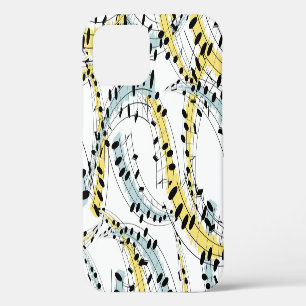 Funda Para iPhone 12 Frases Musicales: Alegre Fondo Blanco.