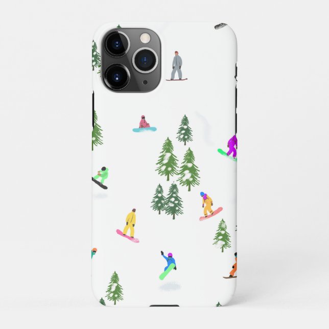 Funda Para iPhone Freeride Snowboarder Ilustracion Snowboarding (Reverso)