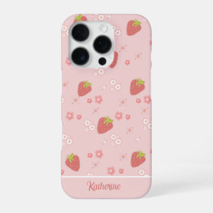 Funda Para iPhone 16 Pro Fresa con flores.