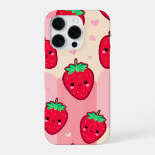 Funda Para iPhone 16 Pro Fresa sonriente con mejillas sonrosadas