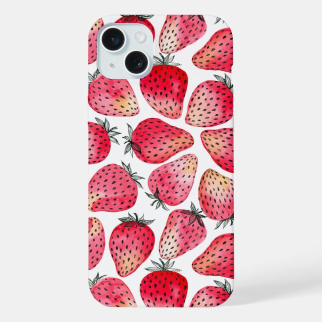 Funda Para iPhone Fresas acuarela y tinta (Reverso )