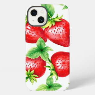 Fresas Brillantes en Acuarela sobre Blanco
