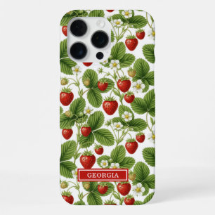 Funda Para iPhone 16 Pro Max Fresas con Monograma en Acuarela