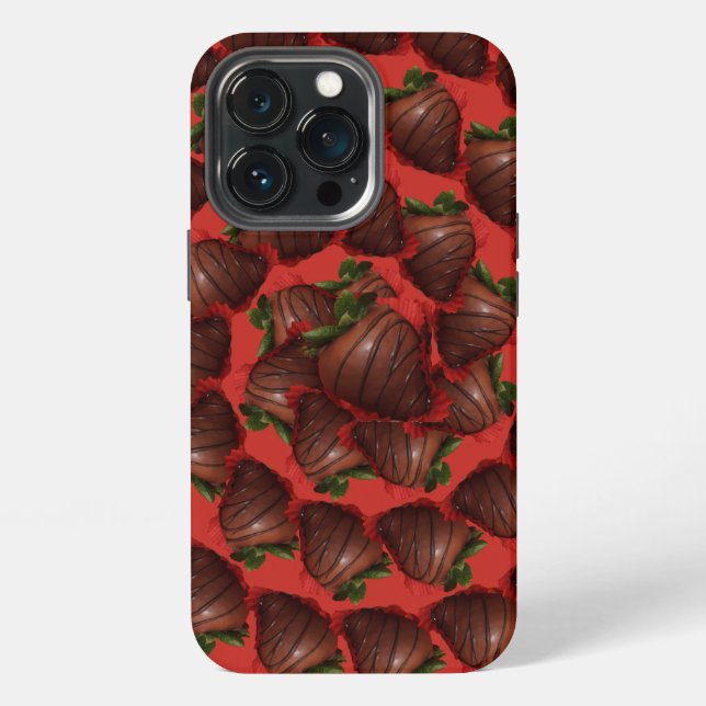Funda Para iPhone Fresas Cubiertas de Chocolate (Reverso )
