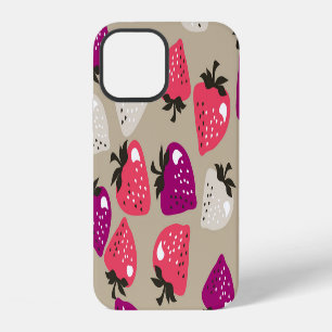 Funda Para iPhone 12 Fresas ingenuas: sin costuras de fondo beige.