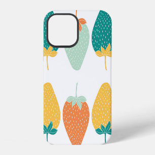 Funda Para iPhone 12 Fresas multicolores: patrón de fruta vintage.