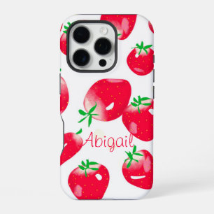 Funda Para iPhone 16 Pro Fresas Rojas Frescas Personalizadas (Blanco)