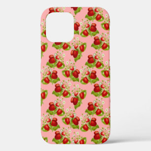 Funda Para iPhone 12 fresas rosadas vintage cottagecore fresa