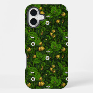 Funda Para iPhone 16 Plus Fresas silvestres, amarillas y verdes