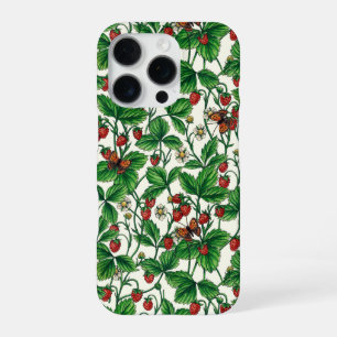 Funda Para iPhone 16 Pro Fresas silvestres en blanco roto