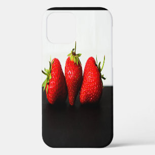 Funda Para iPhone 12 Fresas Sobre Blanco Sobre Negro iphm