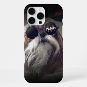 Funda Para iPhone 16 Pro Max Frio Shih Tzu gafas retro vintage Foto Monograma