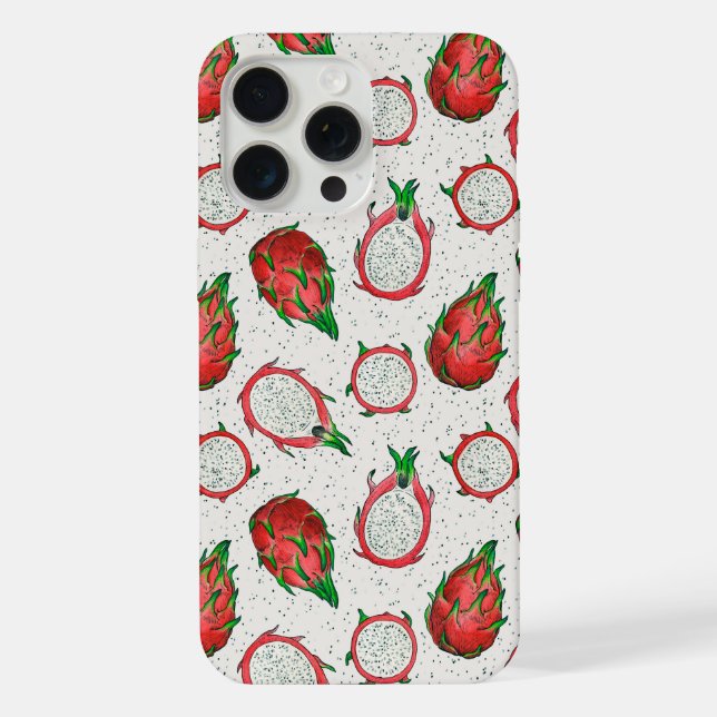 Funda Para iPhone Fruta del dragón rojo en blanco roto (Reverso )