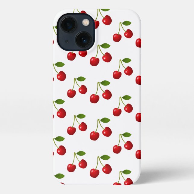 Funda Para iPhone Frutas de cereza elegantes sobre blanco (Reverso )