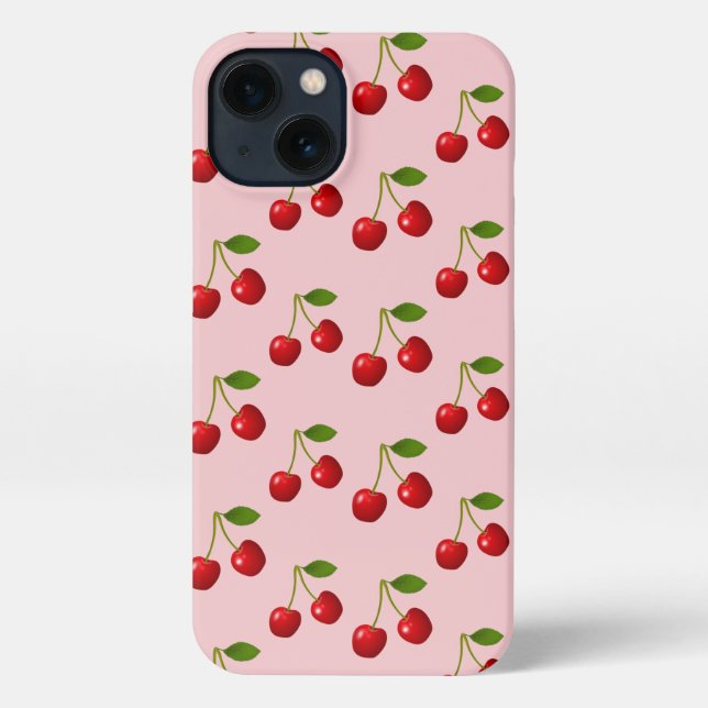 Funda Para iPhone Frutas de cerezo elegantes en rosa claro (Reverso )