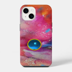 Funda Para iPhone 14 FUCHSIA PINK ABSTRAW Blue Sapphire Gemstone