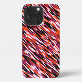 Funda Para iPhone 13 Pro Fuchsia pink, orange, black and white camo 