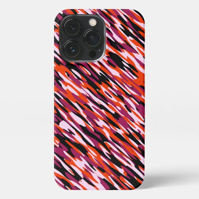 Funda Para iPhone Fuchsia pink, orange, black and white camo  (Reverso)