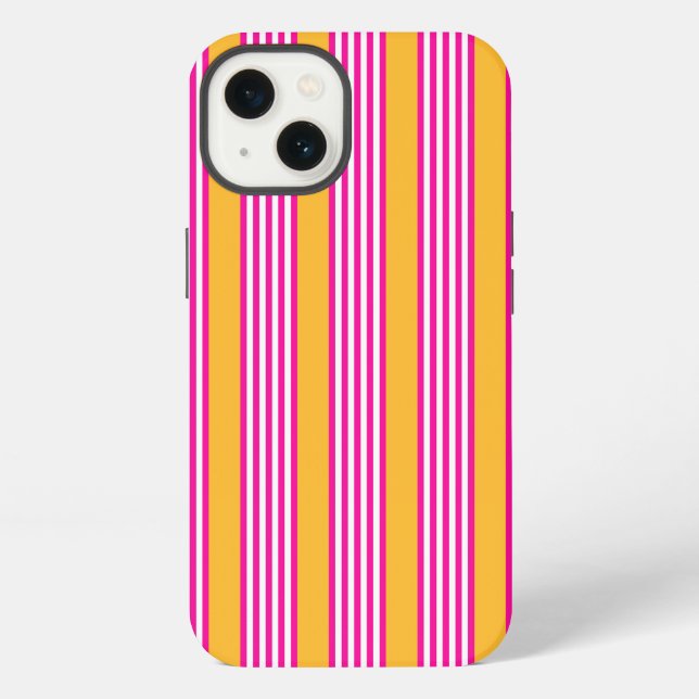 Funda Para iPhone Fuchsia y amarillo cinco rayas (Reverso )