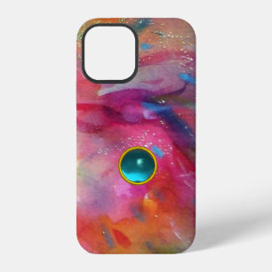 Funda Para iPhone 12 FUCsia ROSA ABSTRACTO Caso de gema de zafiro azul-