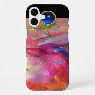 Funda Para iPhone 16 Plus FUCsia ROSA ABSTRACTO Zafiro Azul Piedra Preciosa