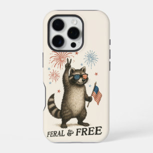 Funda Para iPhone 16 Pro Fuegos Artificiales Feral Pero Libres Mapache Fera
