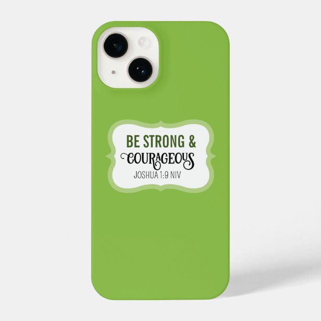 Funda Para iPhone Fuerte y Valiente Versículo Bíblico Verde Simple (Reverso )