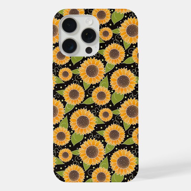 Funda Para iPhone Fun Sunflower Yellow Black Pattern (Reverso )