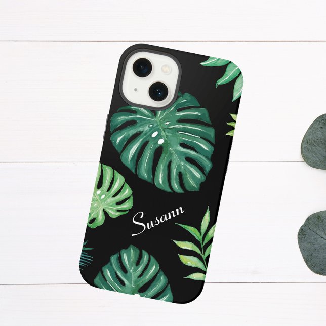 Funda Para iPhone Funda Black Tropical Leaf Pattern iPhone 14 (Subido por el creador)