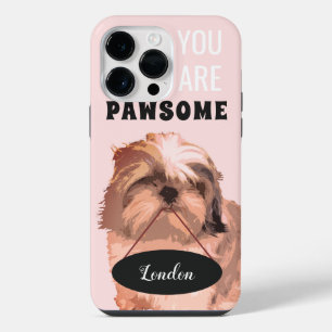 Funda Para iPhone 14 Pro Max Funda de iPhone 11 Pro Max Coral Pink Shih Tzu