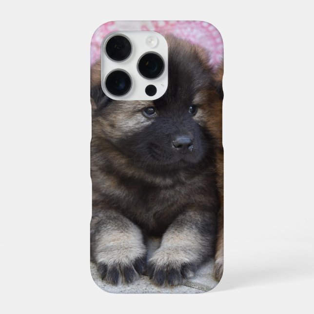 Funda Para iPhone Funda de iPhone 16 con foto de perrito marrón (Reverso)