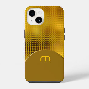 Funda Para iPhone 14 Funda de iPhone con monograma de lentejuelas dorad