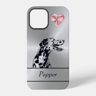 Funda Para iPhone 12 Funda del iPhone Dalmatian de corazón plateado/ros