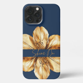 Funda Para iPhone 13 Pro Max Funda Floral azul y oro para iPhone 13