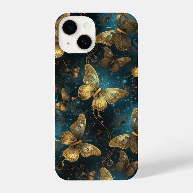 Funda Para iPhone Funda Golden Butterflies Slim Fit iPhone 14 (Reverso )